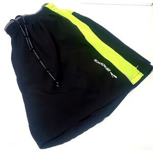 BROOKS Running Shorts Lined L Equilibrium TechnologyBlack/ Neon Green Mesh Draw